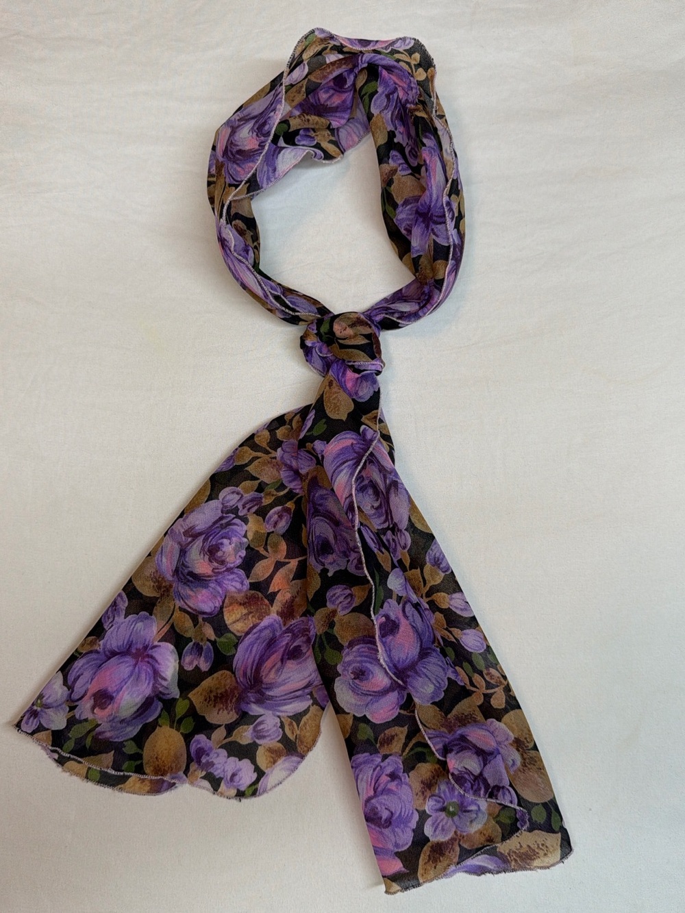 Purple Floral Lightweight Women's Scarf by